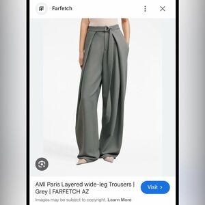 AMI Paris Women's Wide-Leg Gray Trousers